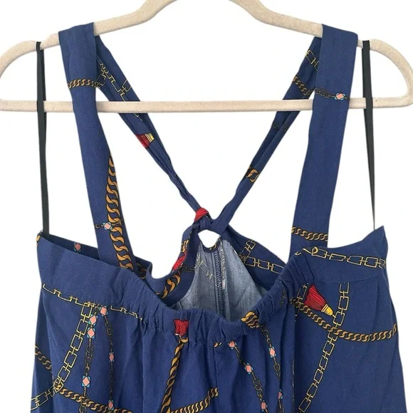 Anthropologie Corey Lynn Calter Blue Printed Wide Leg Jumpsuit Size Large - Picture 4 of 10